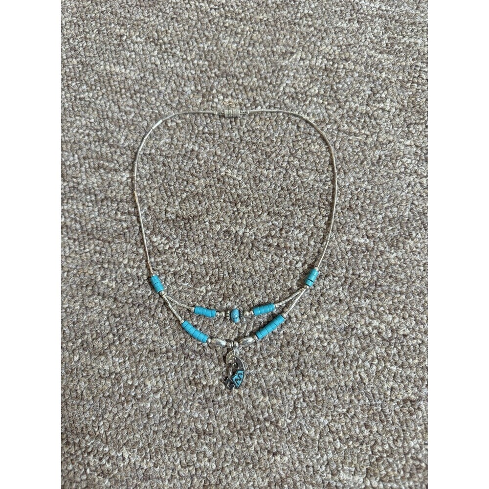 Southwest Native American Vintage Turquoise Kokopelli Design Necklace